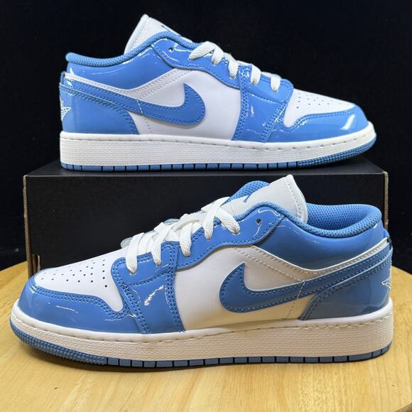 Jordan Shoes - NEW Nike Jordan 1 Low SE Legend Blue Patent NBY FZ3929-114 GS Women Sz 7 / 5.5Y